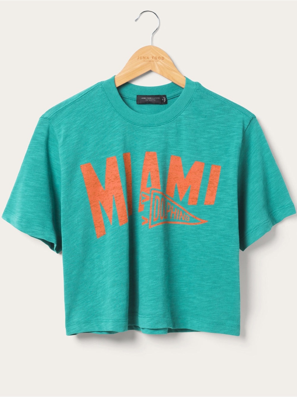 Junk Food Clothing x Miami Dolphins Dual Threat Mock Neck Crop Tee